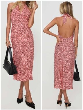 Princess Polly Danielo Red Halter Floral Print Maxi Dress